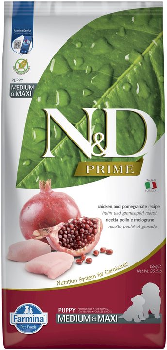 Farmina N&D Prime Chicken & Pomegranate Puppy Medium & Maxi — пакет 12 кг