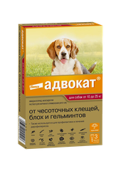 Адвокат д/собак 10-25 кг, 3 пип х 2,5 мл: справочная карточка, точная упаковка