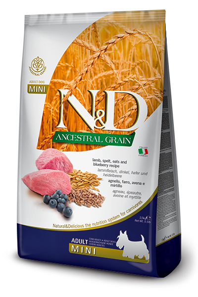 Farmina N&D Ancestral Grain Lamb & Blueberry Adult Mini — пакет 2,5 кг