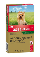 Адвантикс д/собак до 4 кг, 4 пип х 0,4 мл: справочная карточка, точная упаковка