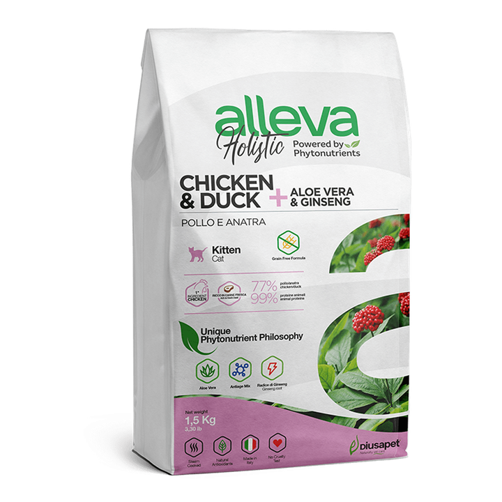 Alleva Holistic Chicken & Duck + Aloe Vera & Ginseng Kitten — пакет 1,5 кг