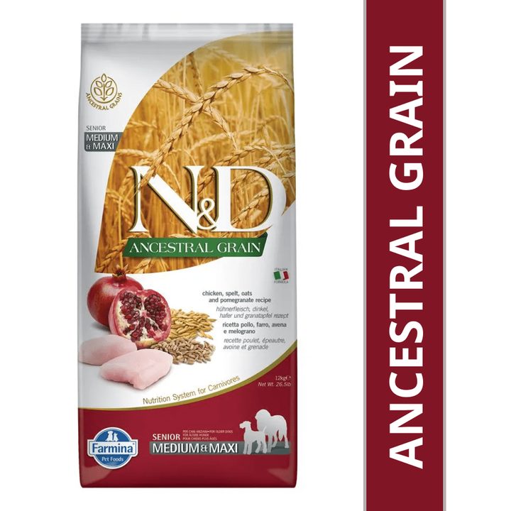 Farmina N&D Ancestral Grain Chicken & Pomegranate Senior Medium & Maxi — пакет 12 кг