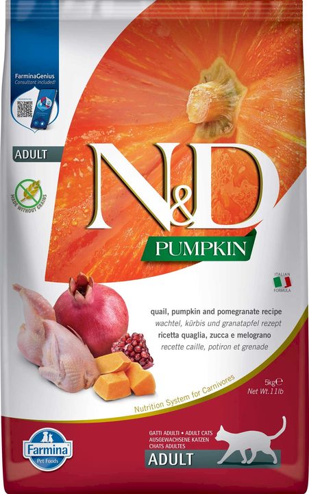 Farmina N&D Pumpkin Quail, Pumpkin and Pomegranate Adult Cat — пакет 5 кг