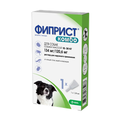 Фиприст Комбо д/собак 10-20 кг, 1 пип/упак (цена фиксирована): справочная карточка, точная упаковка