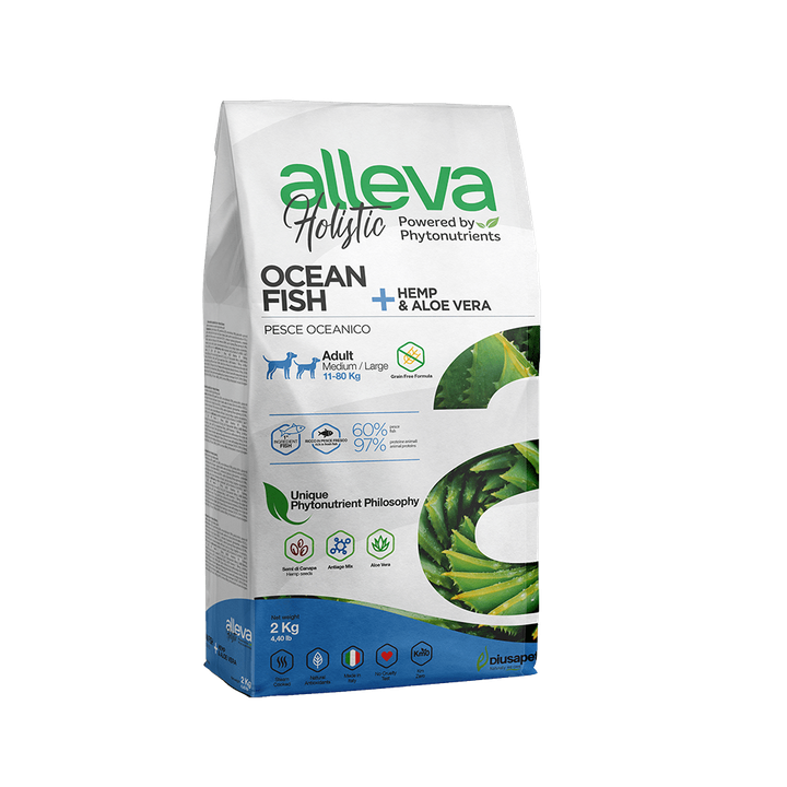 Alleva Holistic Ocean Fish + Hemp & Aloe Vera Adult Medium/Maxi — пакет 2 кг