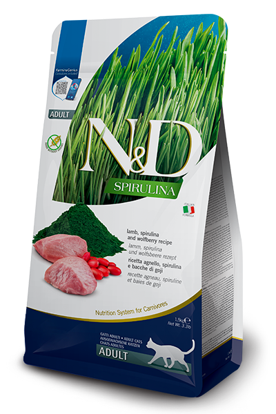 Farmina N&D Spirulina Lamb, Spirulina and Wolfberry adult Cat — пакет 1,5 кг