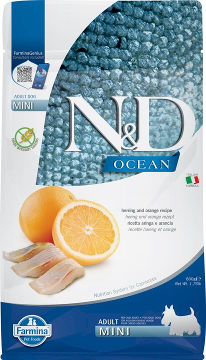 Farmina N&D Ocean Herring & Orange Adult Mini — пакет 800 г