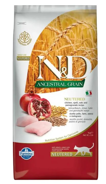 Farmina N&D Ancestral Grain Chicken & Pomegranate Neutered — пакет 5 кг