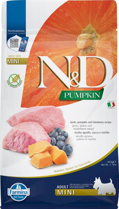 Farmina N&D Pumpkin Lamb & blueberry Adult Mini — пакет 800 г