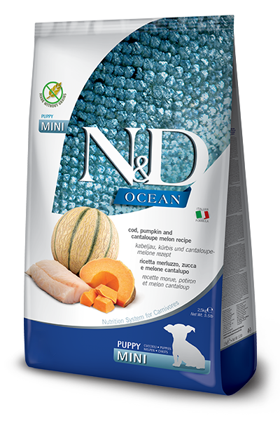Farmina N&D Ocean Cod, Pumpkin and Cantaloupe Melon Puppy Mini — пакет 2,5 кг