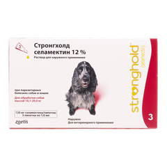 Стронгхолд 12%, 1 мл, 3 пип/упак, д/собак, 10,1-20 кг: справочная карточка, точная упаковка