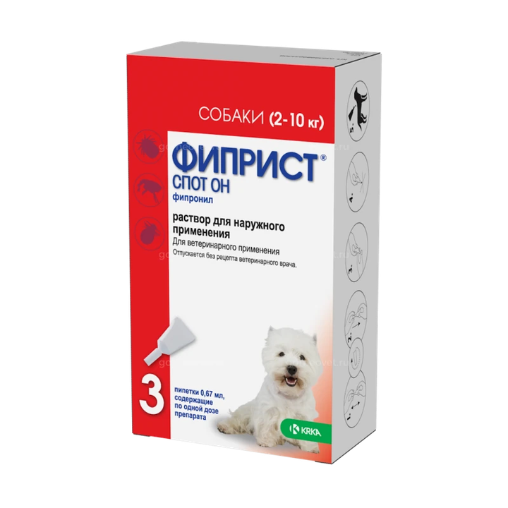 Фиприст спот он д/собак 2-10 кг, 3 пип/упак: справочная карточка, точная упаковка