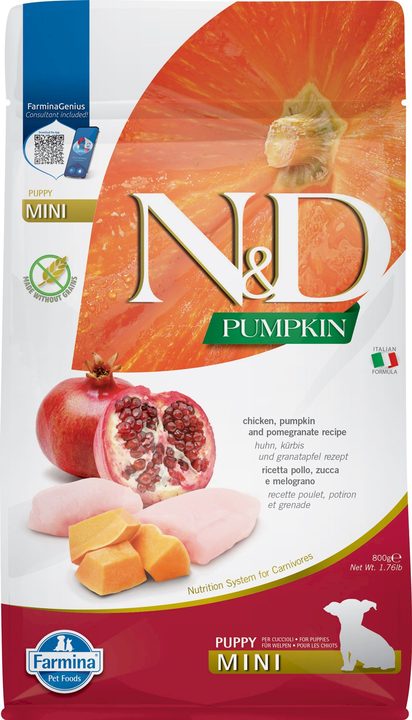 Farmina N&D Pumpkin Chicken, Pumpkin and Pomegranate Puppy Mini — пакет 800 г