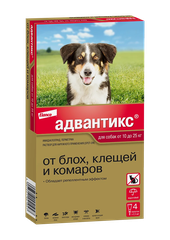 Адвантикс д/собак 10-25 кг, 4 пип х 2,5 мл: справочная карточка, точная упаковка