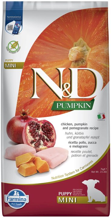 Farmina N&D Pumpkin Chicken, Pumpkin and Pomegranate Puppy Mini — пакет 7 кг