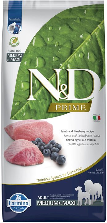 Farmina N&D Prime Lamb & Blueberry Adult Medium & Maxi — пакет 12 кг