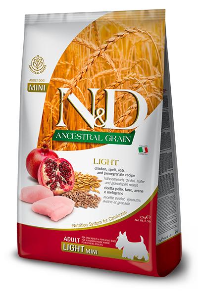 Farmina N&D Ancestral Grain Chicken & Pomegranate Light mini — пакет 2,5 кг