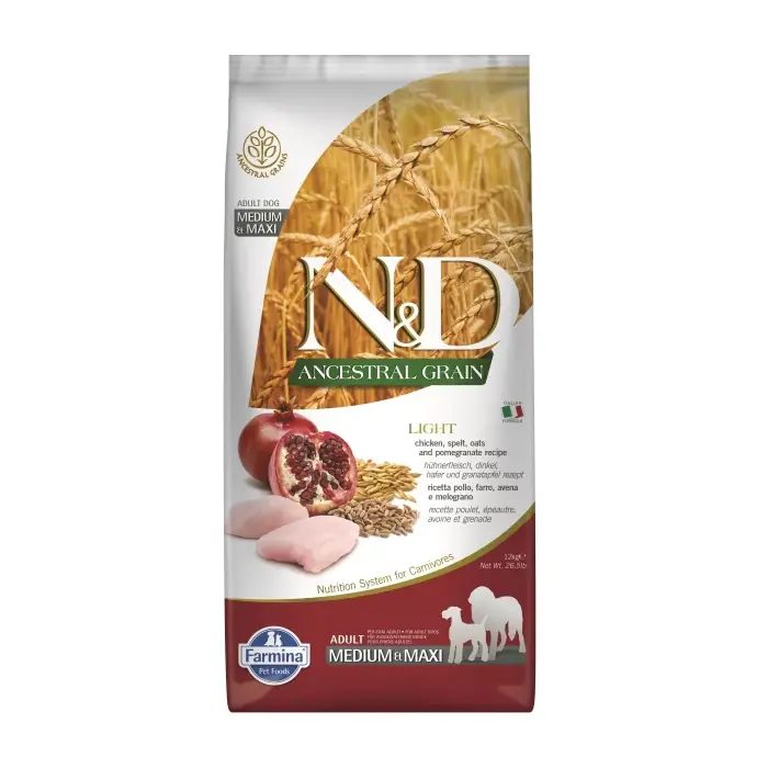 Farmina N&D Ancestral Grain Chicken & Pomegranate Light Medium & Maxi — пакет 12 кг