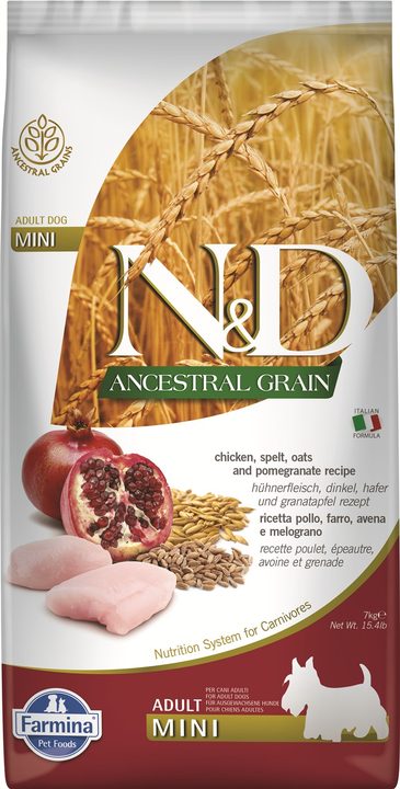 Farmina N&D Ancestral Grain Chicken & Pomegranate Adult Mini — пакет 7 кг
