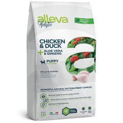 Alleva Holistic Chicken & Duck + Aloe Vera & Ginseng Puppy Maxi — пакет 2 кг