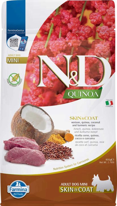 Farmina N&D Quinoa Skin & Coat Venison Adult Mini — пакет 800 г