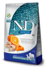 Farmina N&D Ocean Cod, Pumpkin & Orange Adult Medium & Maxi — пакет 2,5 кг