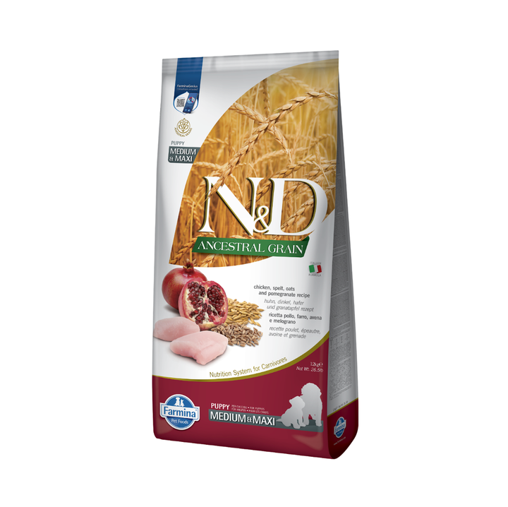 Farmina N&D Ancestral Grain Chicken & Pomegranate Puppy Medium & Maxi — пакет 12 кг
