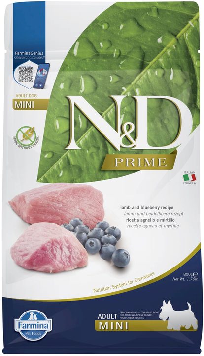 Farmina N&D Prime Lamb & Blueberry Adult Mini — пакет 800 г