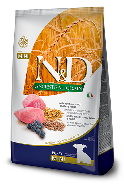 Farmina N&D Ancestral Grain Lamb & Blueberry Puppy mini — пакет 2,5 кг