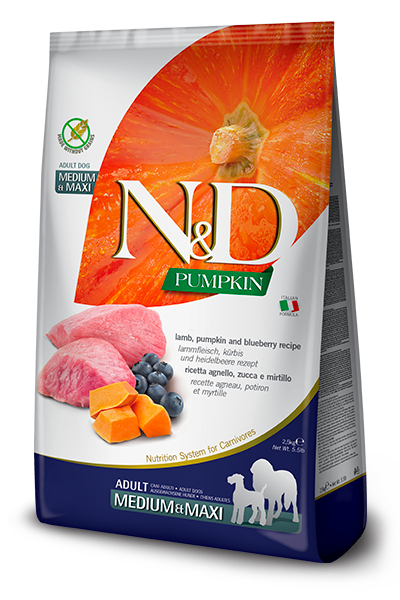 Farmina N&D Pumpkin Lamb & Blueberry Adult Medium & Maxi — пакет 2,5 кг