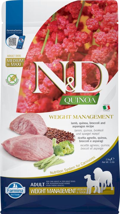 Farmina N&D Quinoa Weight Management Lamb Adult Medium & Maxi — пакет 2,5 кг