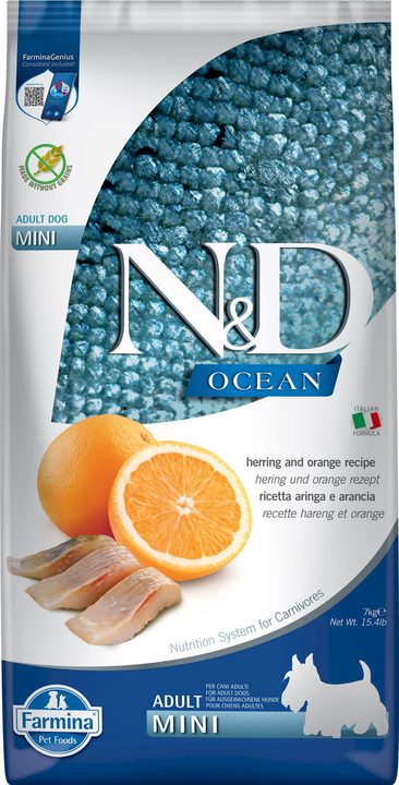 Farmina N&D Ocean Herring & Orange Adult Mini — пакет 7 кг