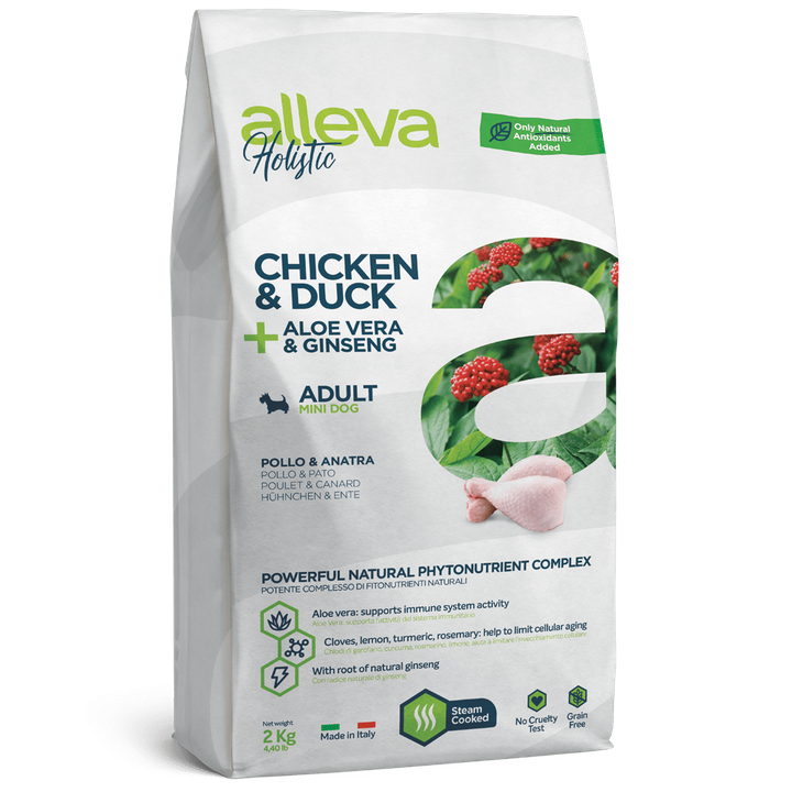Alleva Holistic Chicken & Duck + Aloe Vera & Ginseng Adult Mini — пакет 2 кг