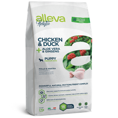 Alleva Holistic Chicken & Duck + Aloe Vera & Ginseng Puppy Medium — пакет 2 кг