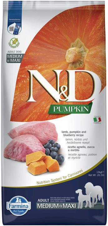 Farmina N&D Pumpkin Lamb & Blueberry Adult Medium & Maxi — пакет 12 кг