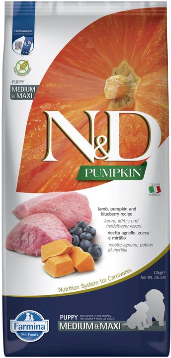 Farmina N&D Pumpkin Lamb & blueberry Puppy Medium & Maxi — пакет 12 кг