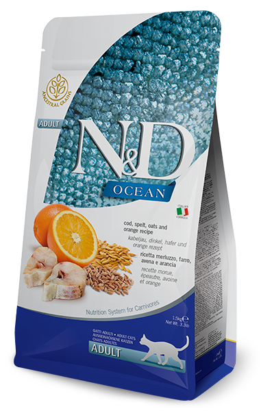 Farmina N&D Ocean Cod, Spelt, Oats & Orange Adult — пакет 1,5 кг