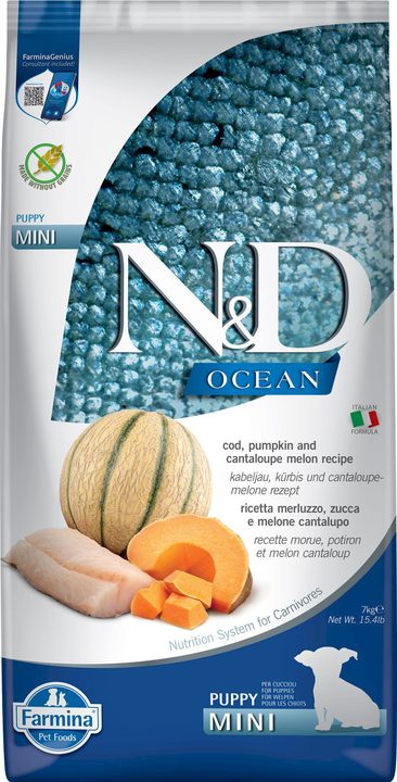 Farmina N&D Ocean Cod, Pumpkin and Cantaloupe Melon Puppy Mini — пакет 7 кг