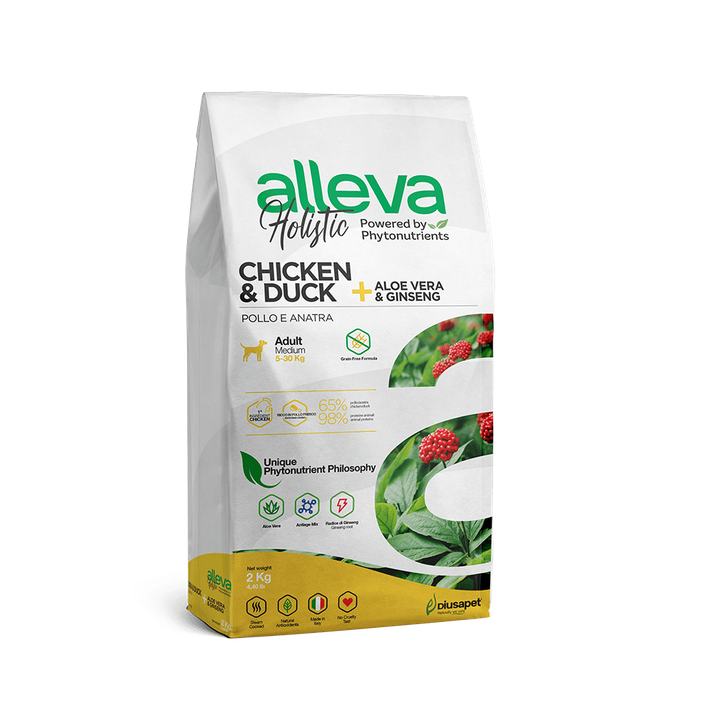 Alleva Holistic Chicken & Duck + Aloe Vera & Ginseng Adult Medium — пакет 2 кг