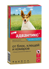 Адвантикс д/собак 4-10 кг, 4 пип х 1,0 мл: справочная карточка, точная упаковка