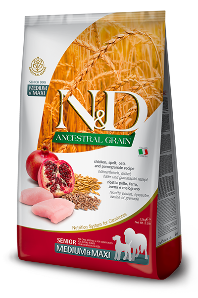 Farmina N&D Ancestral Grain Chicken & Pomegranate Senior Medium & Maxi — пакет 2,5 кг