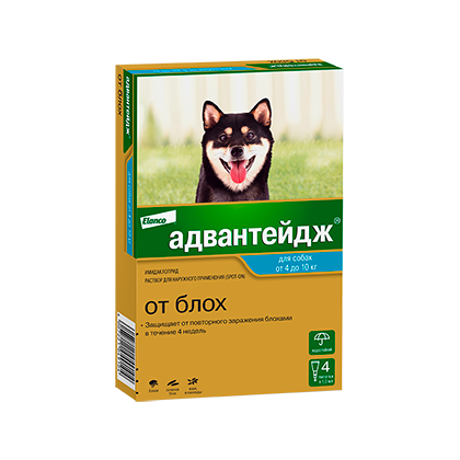 Адвантейдж для собак 4–10 кг — 4 пипетки по 1,0 мл