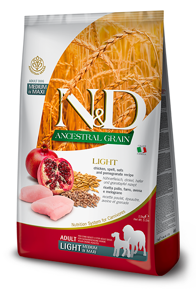 Farmina N&D Ancestral Grain Chicken & Pomegranate Light Medium & Maxi — пакет 2,5 кг