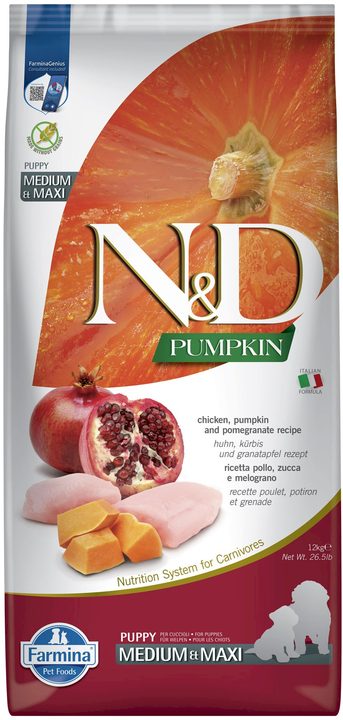 Farmina N&D Pumpkin Chicken, Pumpkin and Pomegranate Puppy Medium & Maxi — пакет 12 кг
