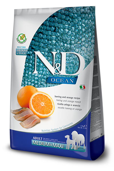 Farmina N&D Ocean Herring & Orange Adult Medium & Maxi — пакет 2,5 кг
