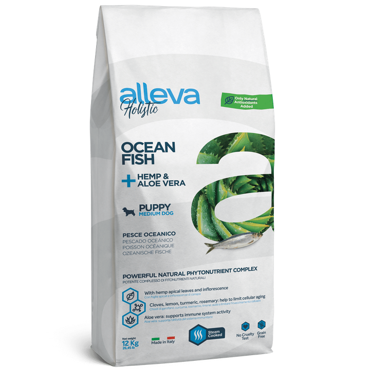 Alleva Holistic Ocean Fish + Hemp & Aloe Vera Puppy Medium — пакет 12 кг