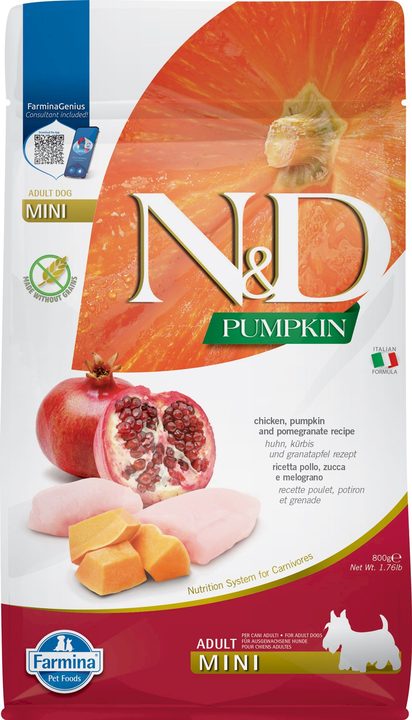 Farmina N&D Pumpkin Chicken and Pomegranate Adult Mini — пакет 800 г