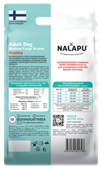 Оборотная сторона упаковки NALAPU Mobility Adult Medium/Large Breeds, 2,4 кг