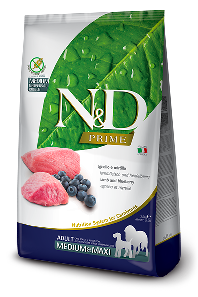 Farmina N&D Prime Lamb & Blueberry Adult Medium & Maxi — пакет 2,5 кг