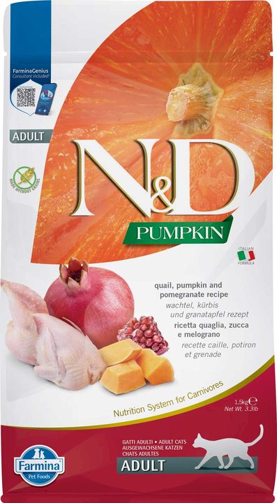 Farmina N&D Pumpkin Quail, Pumpkin and Pomegranate Adult Cat — пакет 1,5 кг